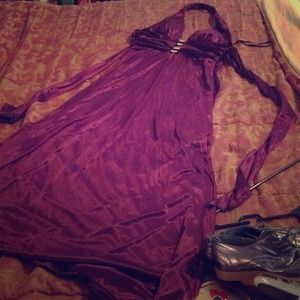 Sweet Purple Formal Halter Floor Length Dress