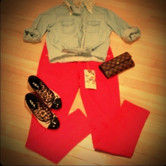 Denim - Red skinny jeans - Size 5