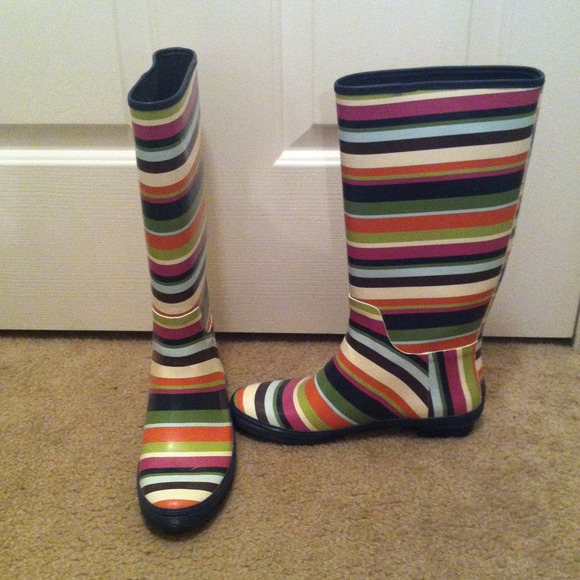 Coach rainbow stripe rain boots