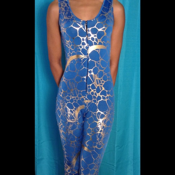 Blue and gold jumpsuit