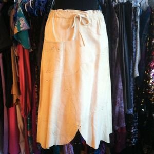 Vintage Suede Patch Skirt, w Gold Studs