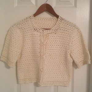 Cream Crochet Cropped Sweater Size Small