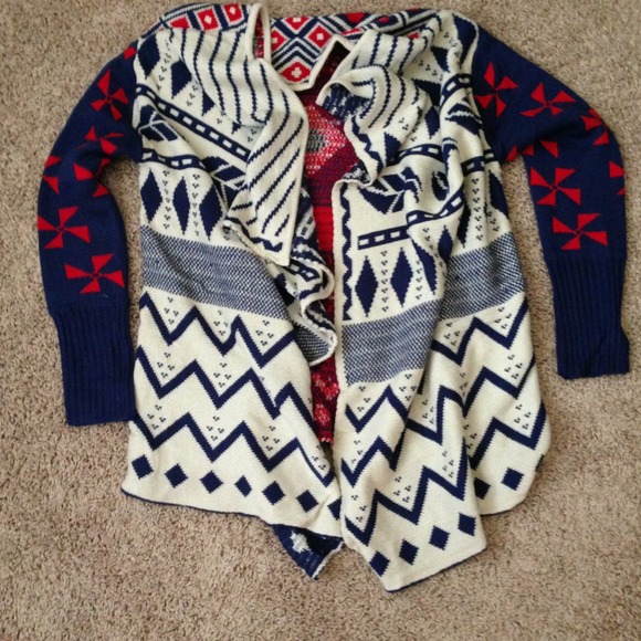 Aztec open front drape cardigan