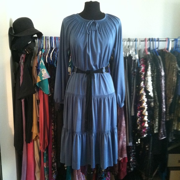HOLD Vintage Mercedes Blue "Bohemian" Dress