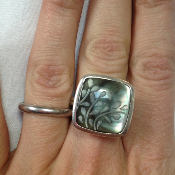Sold!!!!Sterling Silver & Etched Lip shell