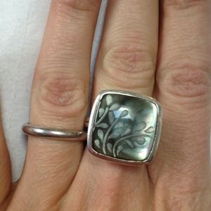 Sold!!!!Sterling Silver & Etched Lip shell