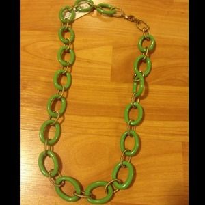 Bright Green and Gold Link Necklace.