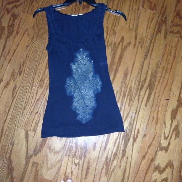 Navy express tank with embellished detail on front
