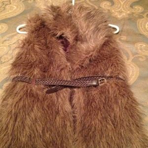 Brown faux fur vest