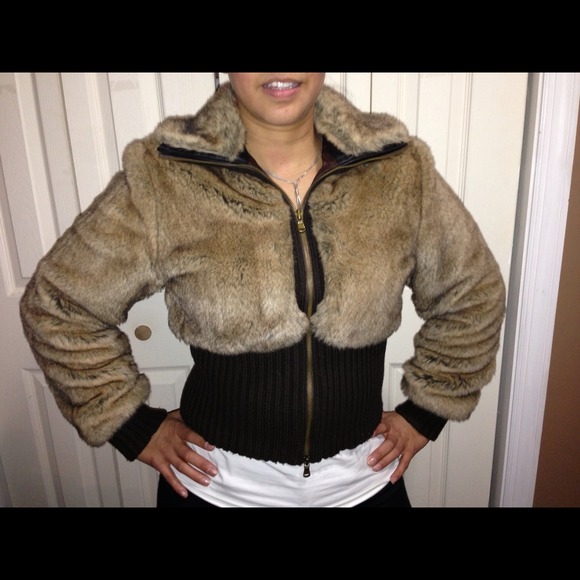 Brown FAUX fur Jacket  from Express - Picture 2 of 4