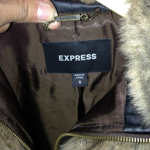 Brown FAUX fur Jacket  from Express - Picture 4 of 4