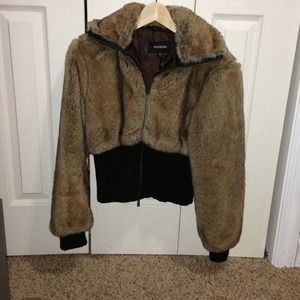 Brown FAUX fur Jacket  from Express