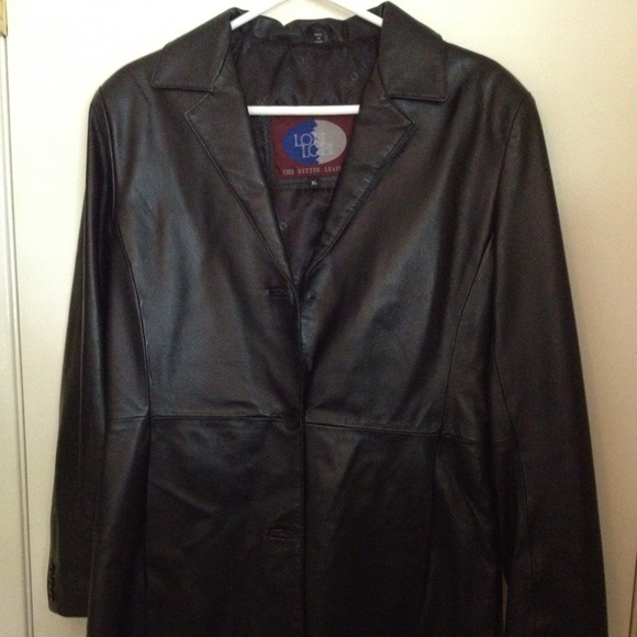 Lobi black leather 3/4 length coat