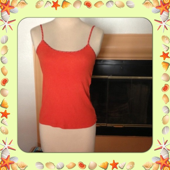 💚2for $10💚EXCELLENT Orange sm tank w/flower trim