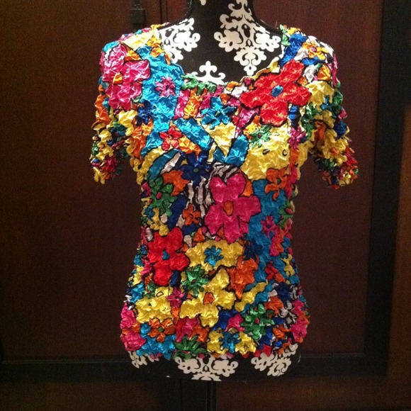 Retro crinkled stretchy pattern shirt - Picture 1 of 1