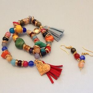 Colorful bracelet with earrings