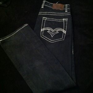 Worn once, men's/boys jeans with white stitching