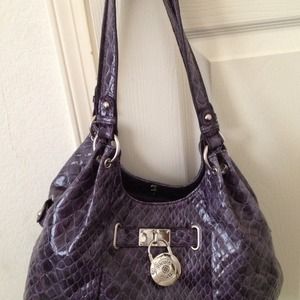 Nicole miller purple snake skin purse