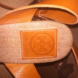 Tory Burch Leather Strap gold Espadrilles.