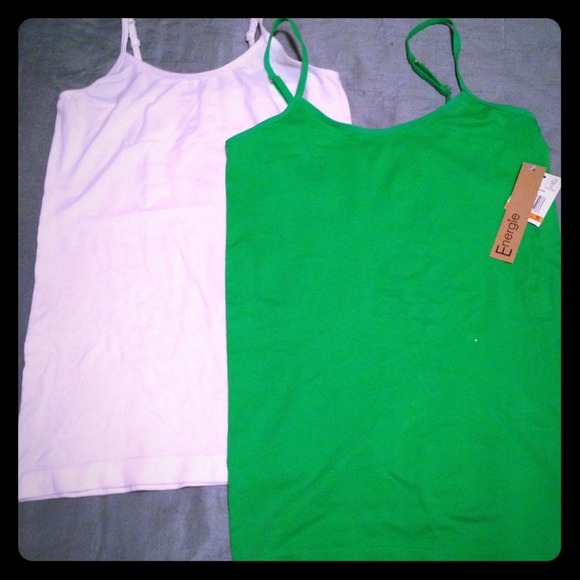 Set of two tank tops. One white and one green.