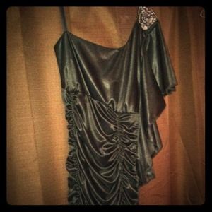 One sleeve satin dress