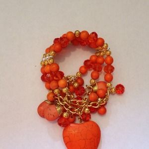 Orange bracelet w/big orange heart