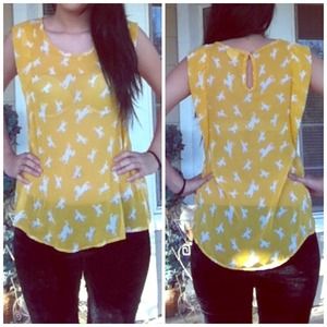 Yellow horse-print top
