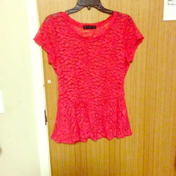 Orange lace peplum top