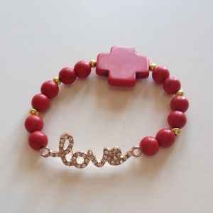 Bracelet red with love and cross