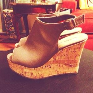 Olive green Madden Girl "Kaliie" wedges
