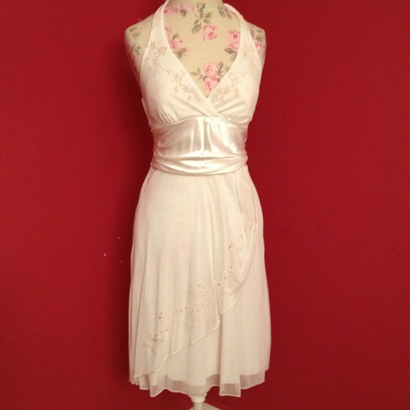 Off-white dress with beaded detail