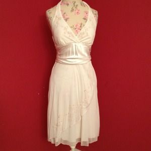 Off-white dress with beaded detail