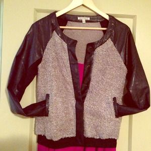 Lucca couture light vegan leather/ knit jacket