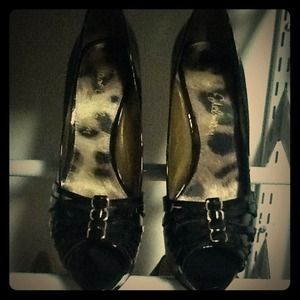 Sam Edelman black open toe platform shoes