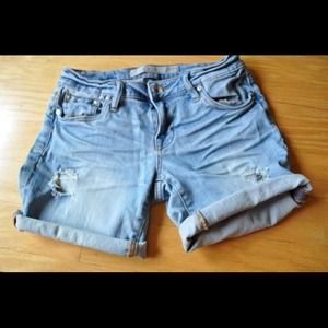 Ripped Boyfriend Jean Shorts