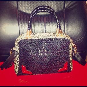 Sequins animal print handbag