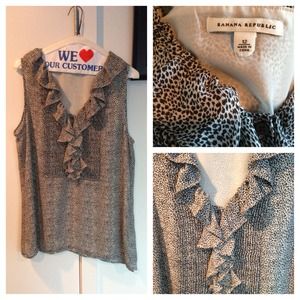 BR black and white ruffle shirt