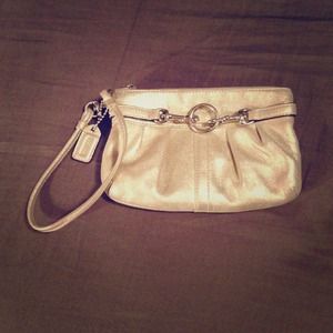 Coach wristlet - gold metallic leather