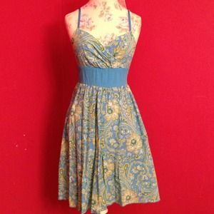 Green & blue floral cotton dress