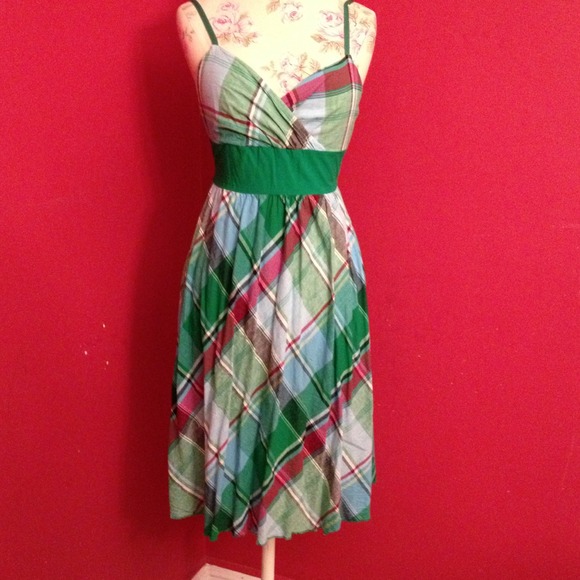 🚫SOLD🚫Green, blue & magenta plaid dress - cotton