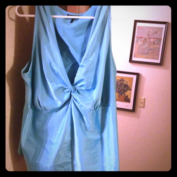 Silky blue sleeveless top
