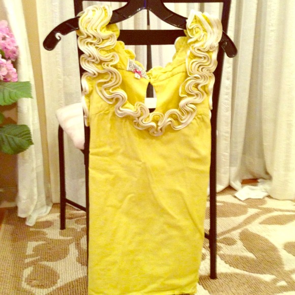 BARASCHI Anthropologie Yellow White Tank