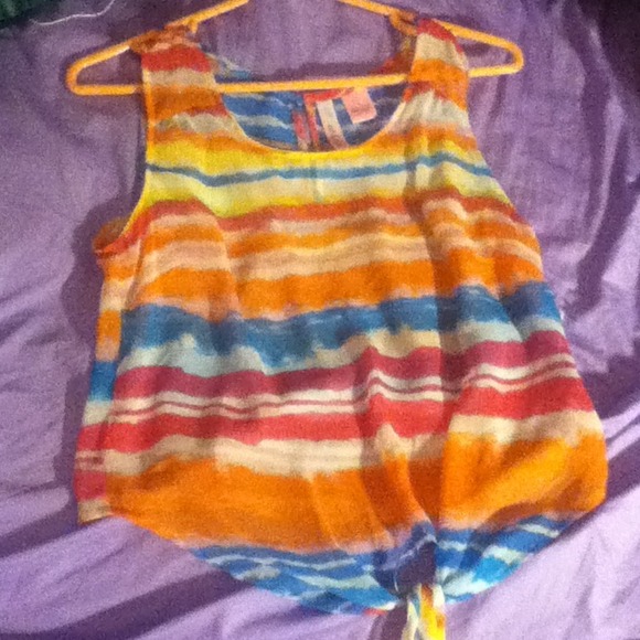 Large colorful waist tied tank top