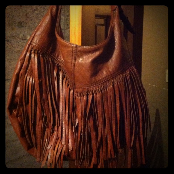 Brown fringe bag