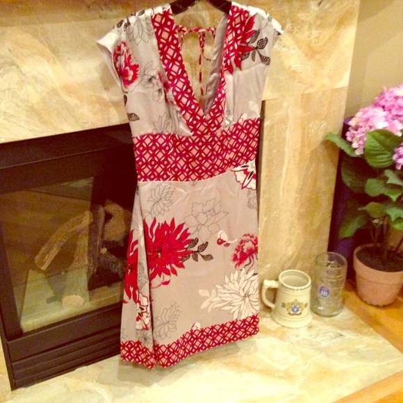 Pearl grey black silk dress