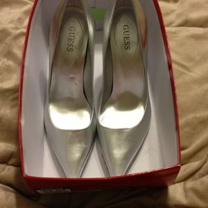 Guess silver leather heels!