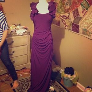 ❗REDUCED❗Purple Ruffle Trim Jersey Gown