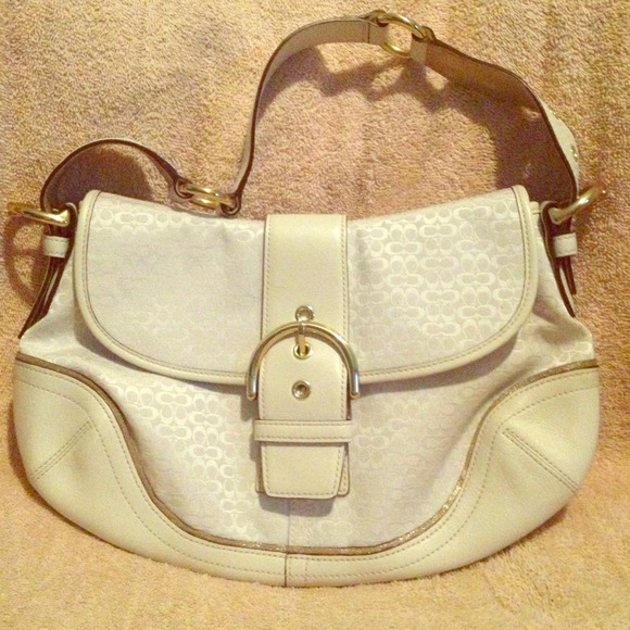 Coach white hobo handbag with gold/ brand new - Picture 1 of 3