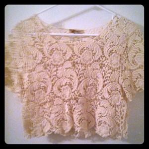 Crochet cream crop top