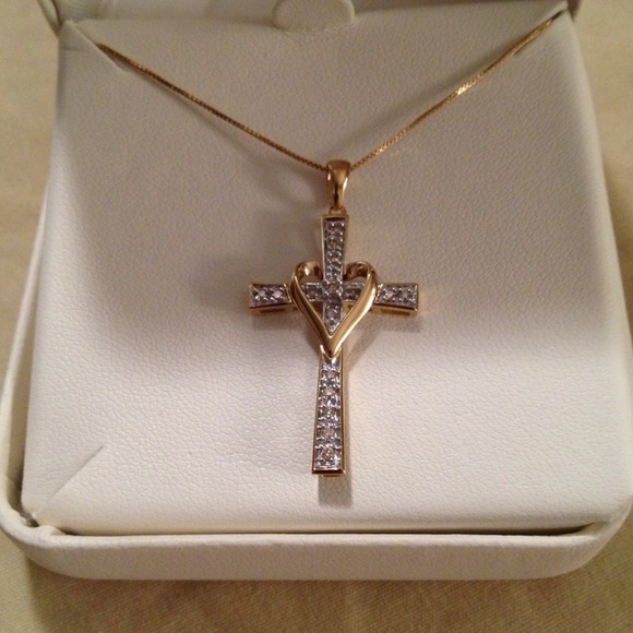 Reserved!! Fine Diamond Heart Cross Necklace